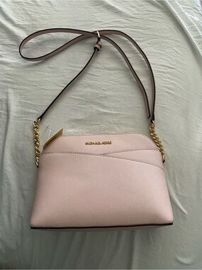 Michael Kors Blush Pink Crossbody with Gold Chain Strap